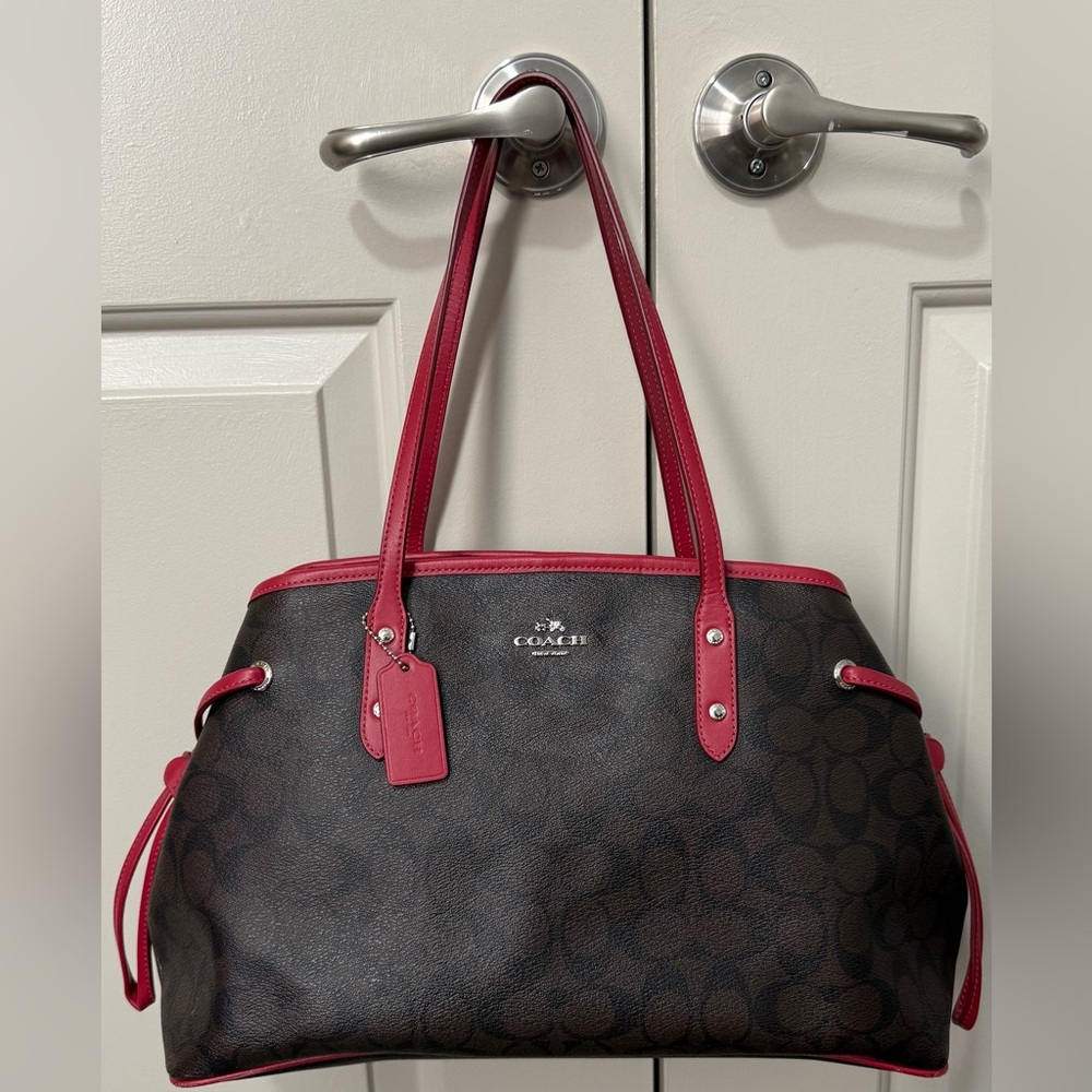 Coach Brown and Red Signature Tote
